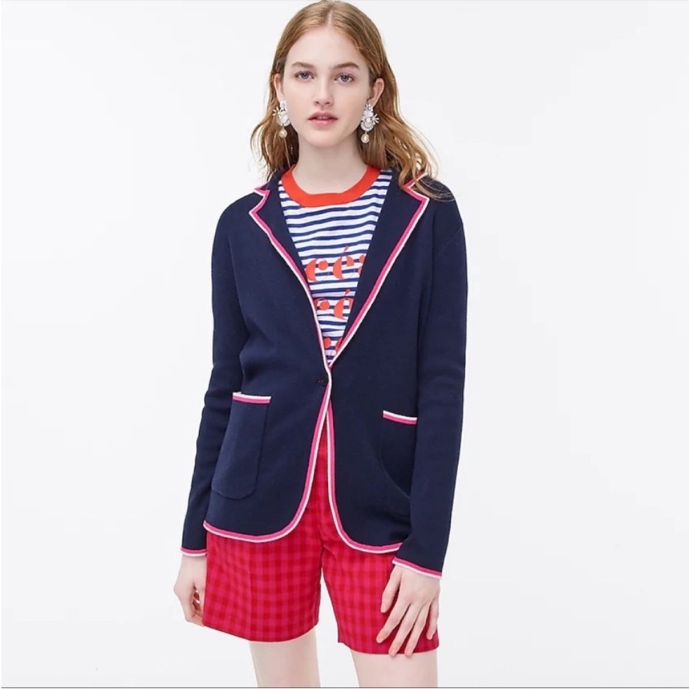 J Crew Boyfriend Sweater Blazer with Contrasting Trim
